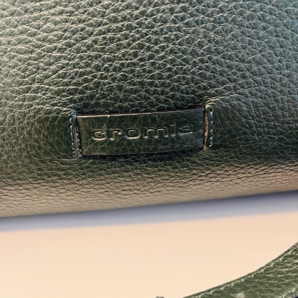 Cromia Leather 🇮🇹 Purse Magnetic Closure Olive Green Satchel Bag Made In Italy - Picture 2 of 16